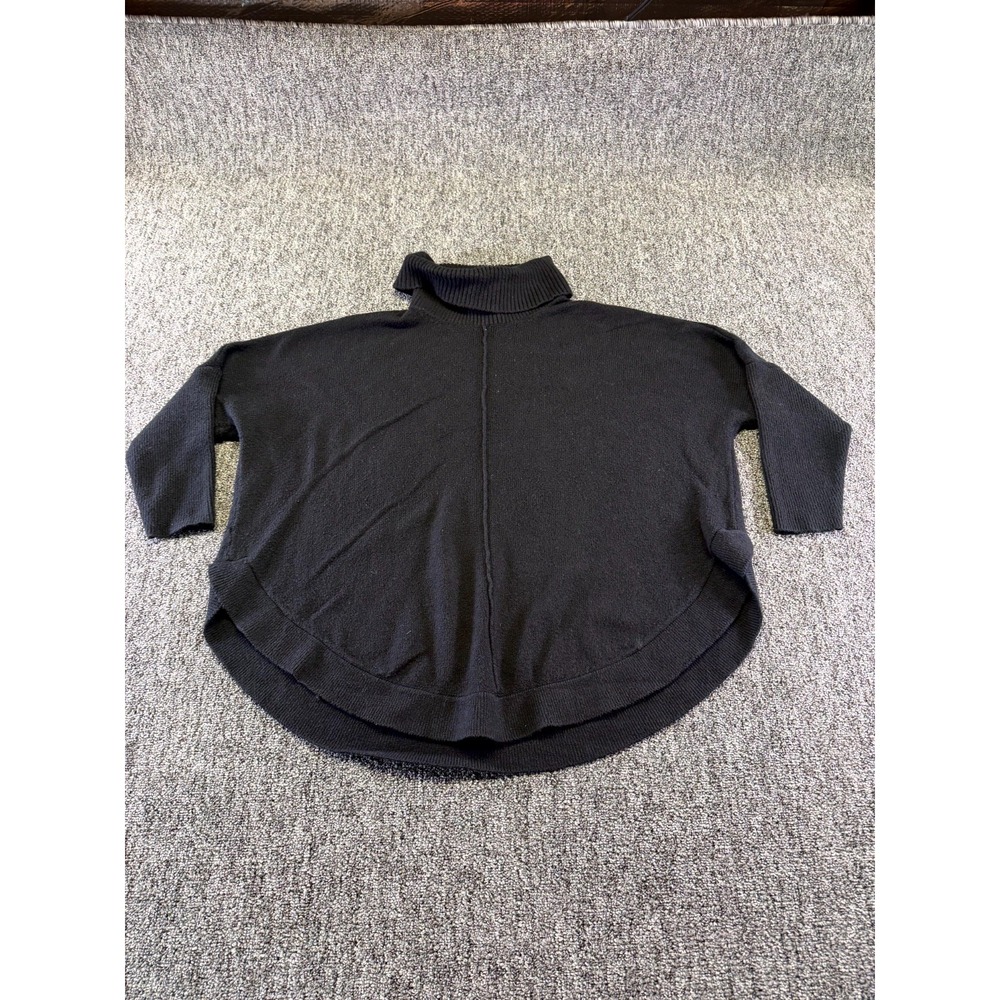Loft Outlet Poncho Sweater Womens Medium Black Knit Round Hem Pullover Winter